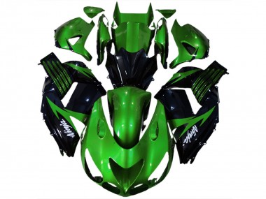 Green Glossy Black White Ninja 2006-2011 Kawasaki ZX14R Motorcycle Fairing