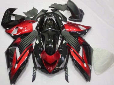 Red Glossy Black Stripe 2006-2011 Kawasaki ZX14R Motorcycle Fairings