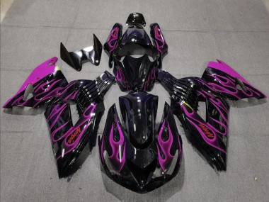 Glossy Black Purple Flame 2006-2011 Kawasaki ZX14R Motorcycle Fairing