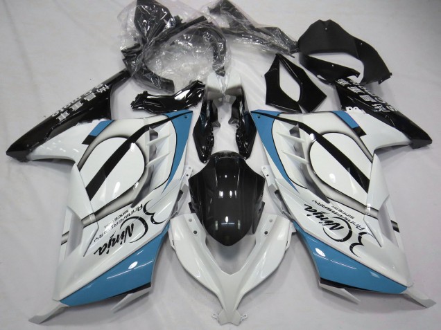 Glossy White Light Blue Black 2013-2024 Kawasaki Ninja 300 Motorcycle Fairings