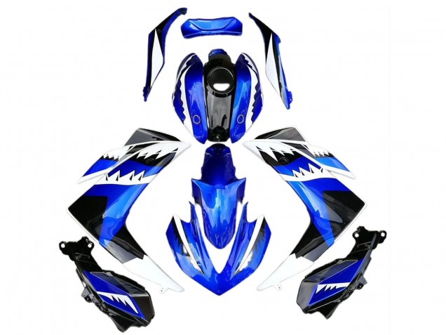Blue White Black Shark 2015-2018 Yamaha R3 Motorcycle Fairings