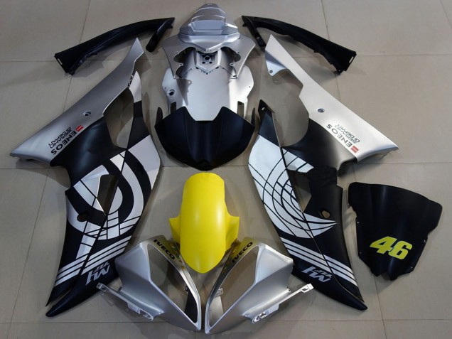 Silver Yellow Matte Black ENEOS 46 2008-2016 Yamaha R6 Motorcycle Fairings