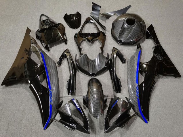 Glossy Black Carbon Fiber Style Blue 2008-2016 Yamaha R6 Motorcycle Fairings