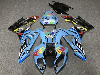 Light Blue Black Shark Hands 2009-2014 BMW S1000RR Motorcycle Fairings
