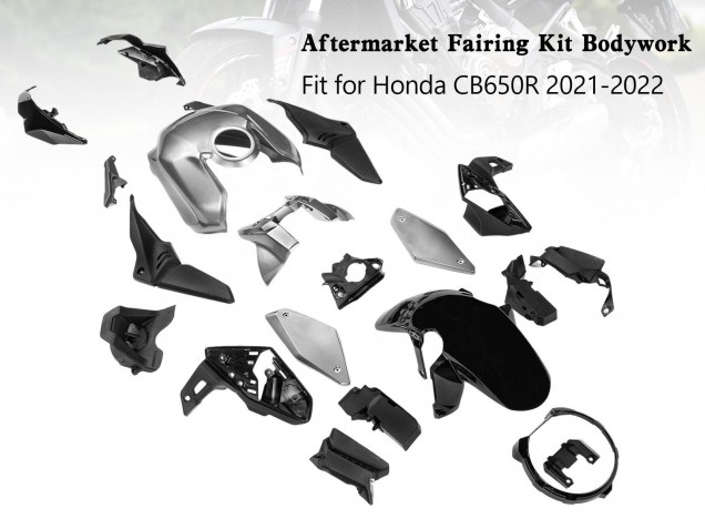 Silver Black 2019-2022 Honda CB650R Motorcycle Fairings