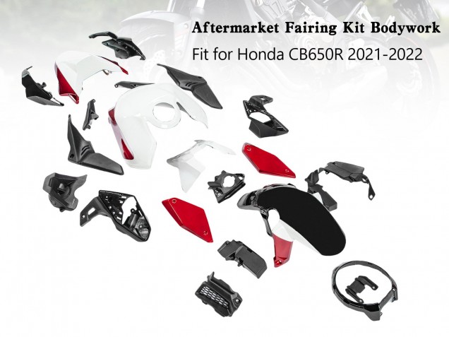 Black Red White 2019-2022 Honda CB650R Motorcycle Fairings