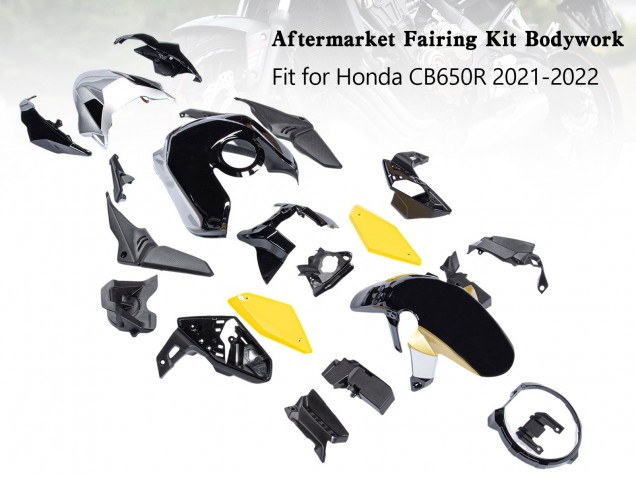 Black Yellow 2019-2022 Honda CB650R Motorcycle Fairings