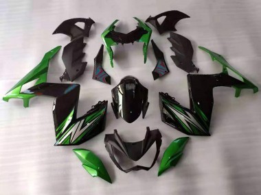 Green Black White 2015-2016 Kawasaki Z250/Z300 Motorcycle Fairings