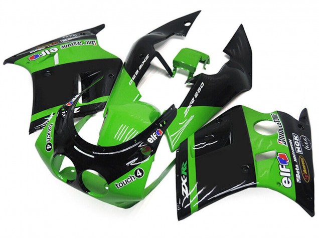 Green Glossy Black Elf Touch4 Bridgestone 1989-1990 Kawasaki ZXR250 Motorcycle Fairings