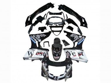 Glossy Black White West 1993-2007 Kawasaki ZZR400 Motorcycle Fairings