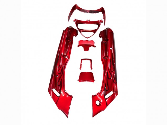 Red Black Flame 1993-2007 Kawasaki ZZR400 Motorcycle Fairings