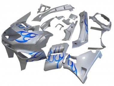 White Blue Flame 1993-2007 Kawasaki ZZR400 Motorcycle Fairings