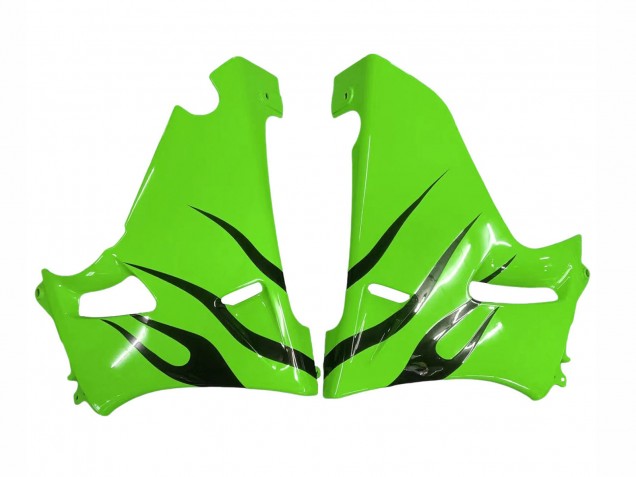 Green Glossy Black Flame 1998-2003 Kawasaki ZZR600 Motorcycle Fairings