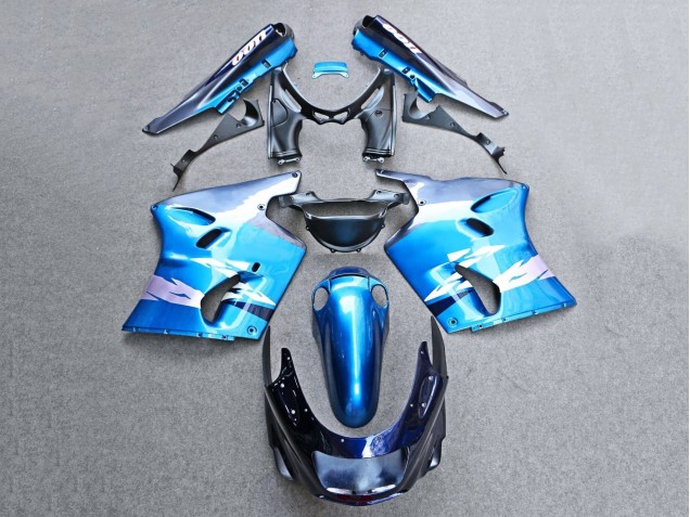 Glossy Blue Grey 1993-2003 Kawasaki ZZR1100 Motorcycle Fairings