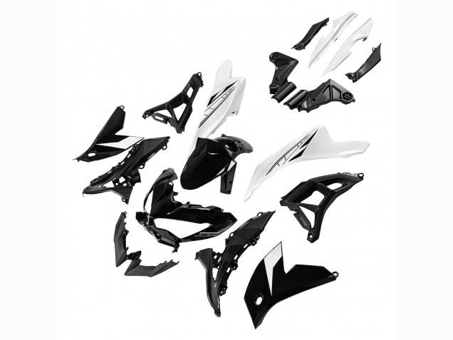Glossy Black White 2022-2025 Kawasaki Versys 650 Motorcycle Fairings