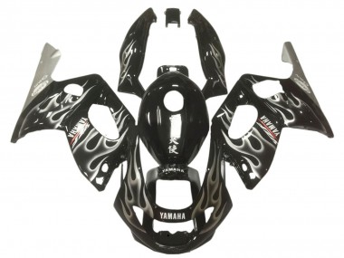 Glossy Black Silver Flame 1996-2007 Yamaha YZF600R Thundercat Motorcycle Fairings