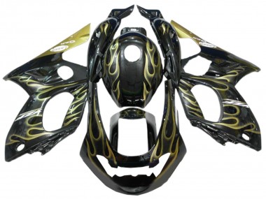 Black with Gold Flame 1996-2007 Yamaha YZF600R Thundercat Motorcycle Fairings