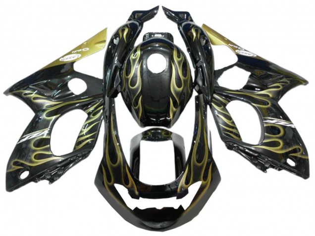 Black with Gold Flame 1996-2007 Yamaha YZF600R Thundercat Motorcycle Fairings