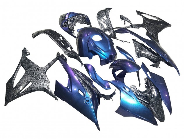Gradient Blue Purple Forged Carbon Fiber 2019-2022 BMW S1000RR Motorcycle Fairings