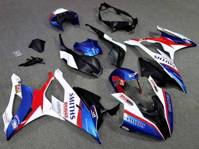 White Blue Red Smiths 2019-2022 BMW S1000RR Motorcycle Fairings