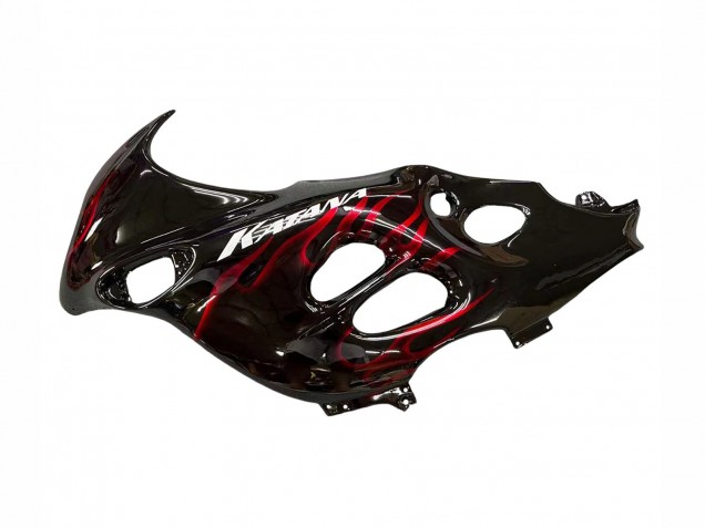 Glossy Black Red Flame 2004-2006 Suzuki GSX600F/GSX750F Motorcycle Fairings