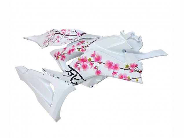 Black White with Flower 2023-2025 Kawasaki ZX6R Motorcycle Fairings