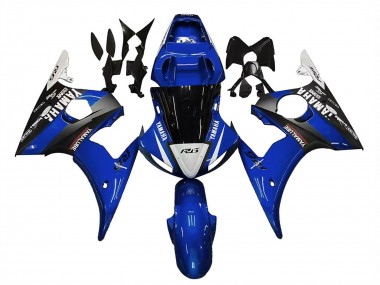 Blue White Glossy Black Yamalube 2003-2004 Yamaha YZF R6 Motorcycle Fairings