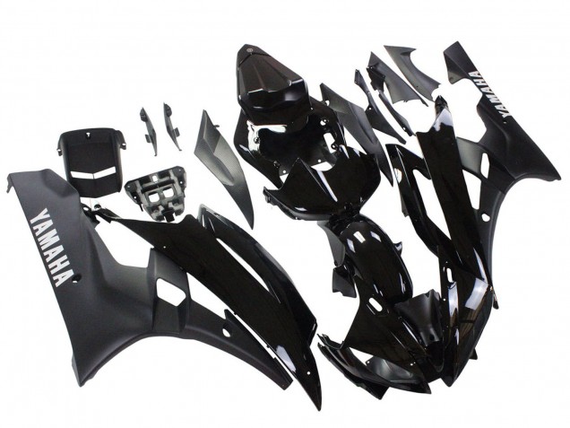 Glossy Black Matte Black 2006-2007 Yamaha YZF 600 R6 Motorcycle Fairings