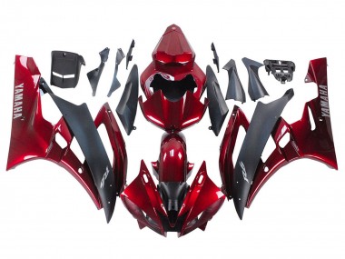 Red Matte Black 2006-2007 Yamaha YZF 600 R6 Motorcycle Fairing