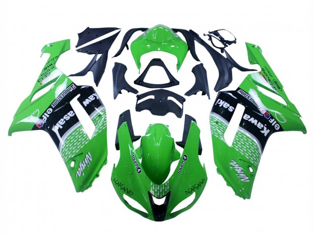 Green Black Ninja 2007-2008 Kawasaki ZX6R Motorcycle Fairings