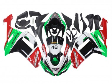 Green Red 2007-2008 Kawasaki ZX6R Motorcycle Fairings