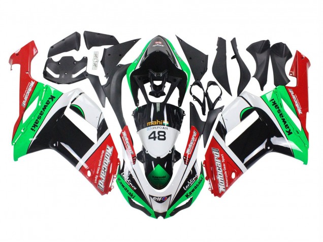 Green Red 2007-2008 Kawasaki ZX6R Motorcycle Fairings