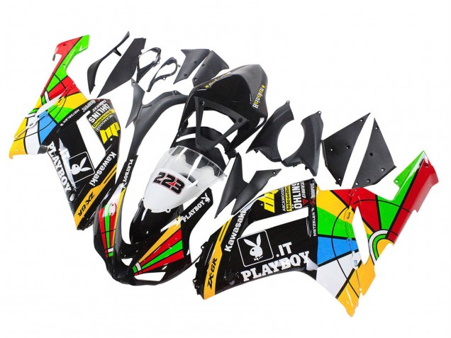 Colorful Playboy 223 2007-2008 Kawasaki ZX6R Motorcycle Fairings