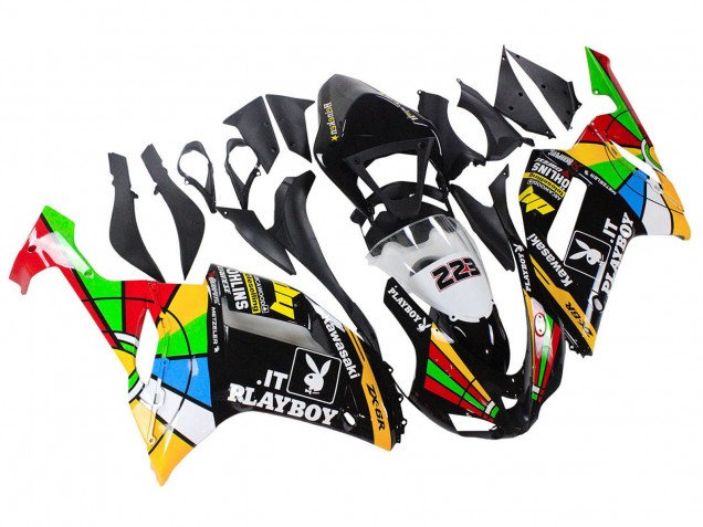 Colorful Playboy 223 2007-2008 Kawasaki ZX6R Motorcycle Fairings