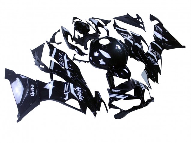Glossy Black White 2019-2022 Kawasaki ZX6R Motorcycle Fairings