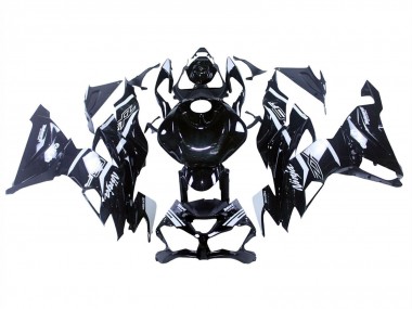 Glossy Black White 2019-2022 Kawasaki ZX6R Motorcycle Fairings