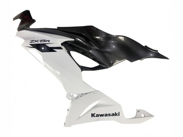 White Black Carbon Fiber 2019-2022 Kawasaki ZX6R Motorcycle Fairings
