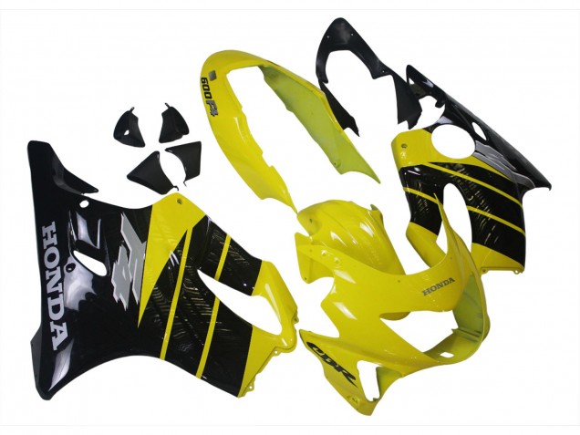 Yellow Glossy Black 1999-2000 Honda CBR600 F4 Motorcycle Fairings