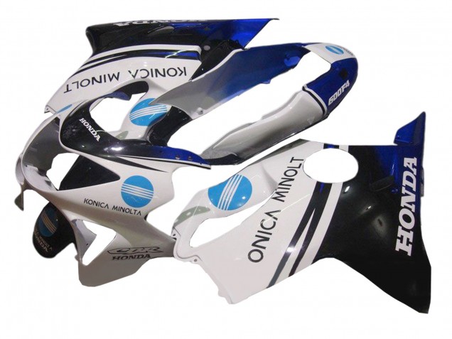 White Blue Glossy Black Konica Minolta 1999-2000 Honda CBR600 F4 Motorcycle Fairing