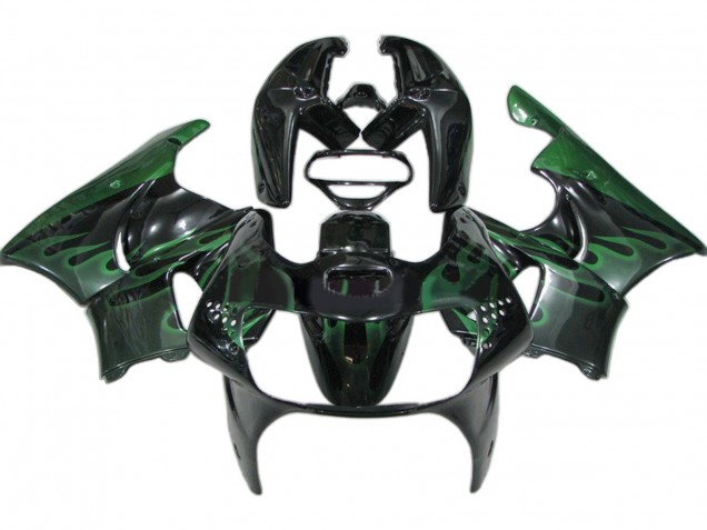 Glossy Black Green Flame 1998-1999 Honda CBR900RR 919 Motorcycle Fairings
