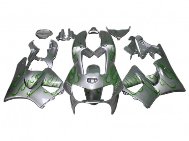 Silver Green Flame 1998-1999 Honda CBR900RR 919 Motorcycle Fairings