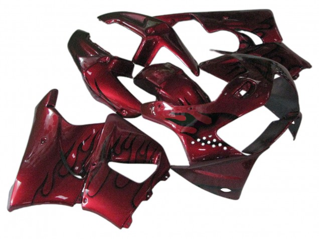 Dark Red with Black Flame 1998-1999 Honda CBR900RR 919 Motorcycle Fairings