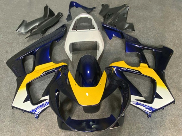 White Yellow Dark Blue 2000-2001 Honda CBR900RR 929 Motorcycle Fairings
