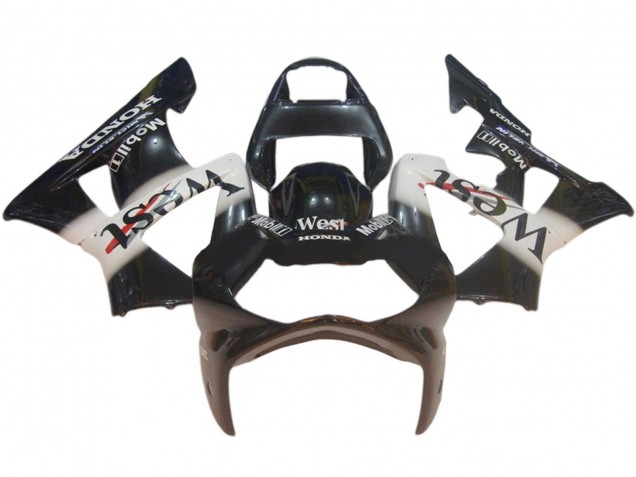 Glossy Black White West 2000-2001 Honda CBR900RR 929 Motorcycle Fairings
