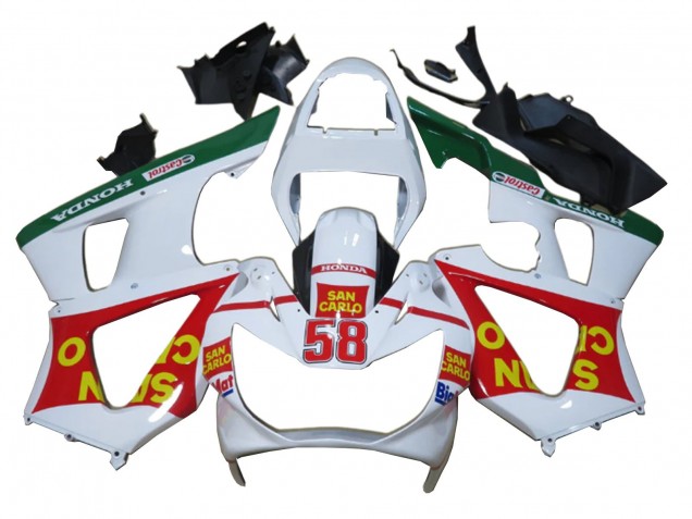 White Red Green Castrol San Carlo 2000-2001 Honda CBR900RR 929 Motorcycle Fairings