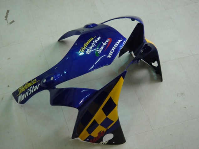 Blue Yellow Glossy Black Telefonica MoviStar Castrol 2002-2003 Honda CBR900RR 954 Motorcycle Fairings