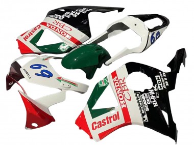 White Red Green Glossy Black Castrol 2002-2003 Honda CBR900RR 954 Motorcycle Fairings