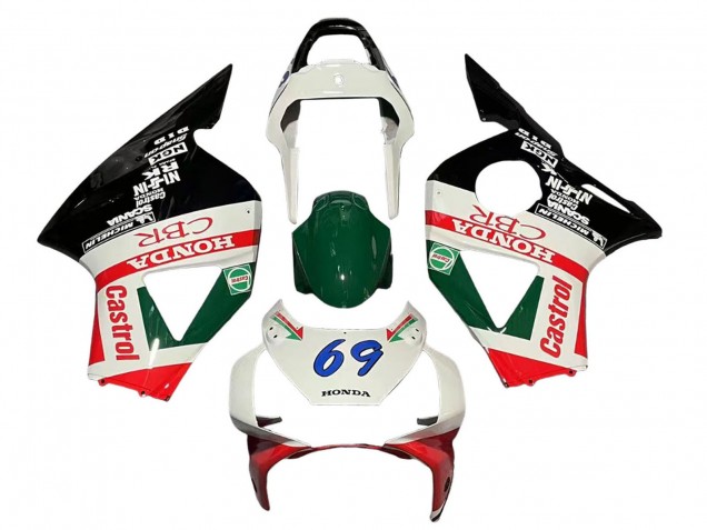 White Red Green Glossy Black Castrol 2002-2003 Honda CBR900RR 954 Motorcycle Fairings