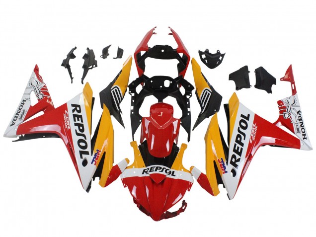 Yellow White Red Repsol HRC 2016-2018 Honda CBR500R Motorcycle Fairings