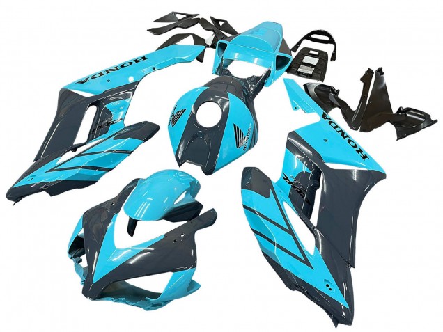 Light Blue Glossy Black 2004-2005 Honda CBR1000RR Motorcycle Fairings